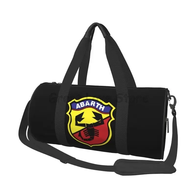 sac voyage polyester résistant eau style décontracté camouflage logo abarth noir jaune rouge ovale poignée amovible