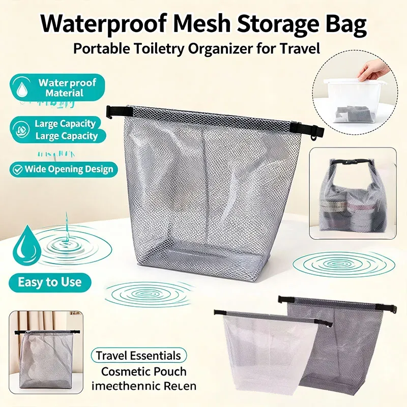 sac de rangement unisexe imperméable à grande capacité avec cordon de serrage pour articles de toilette, gym, lessive, idéal comme trousse de toilette de salle de bain
