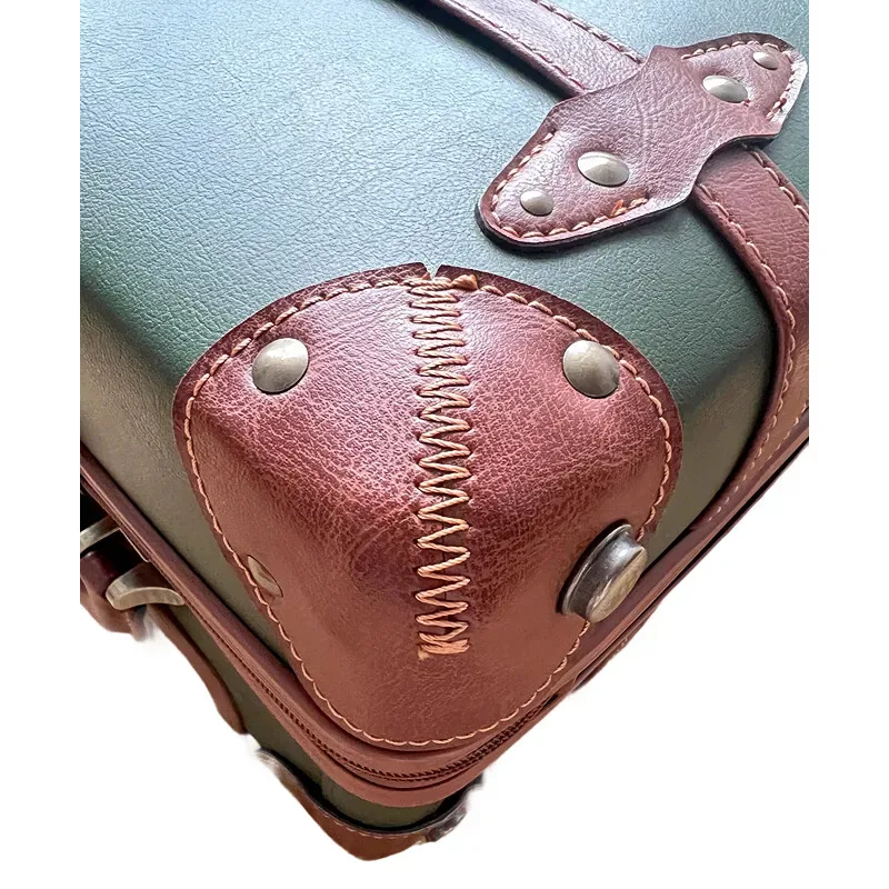 valise vintage en cuir pu pour femmes, design rétro, 20 pouces, bagage à main 24/28 pouces, coffre à bagages à carreaux, roues spinner, serrure tsa durable