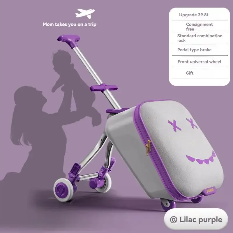 valise chariot enfant boisserie amovible tissu doux vert clair visage souriant voyage jeu éducation transport
