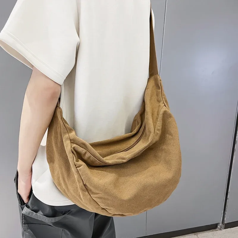 sacs à bandoulière en toile de couleur unie pour femmes, sacoche de shopping de grande capacité, sac à bandoulière pour étudiant, sac d'école unisexe
