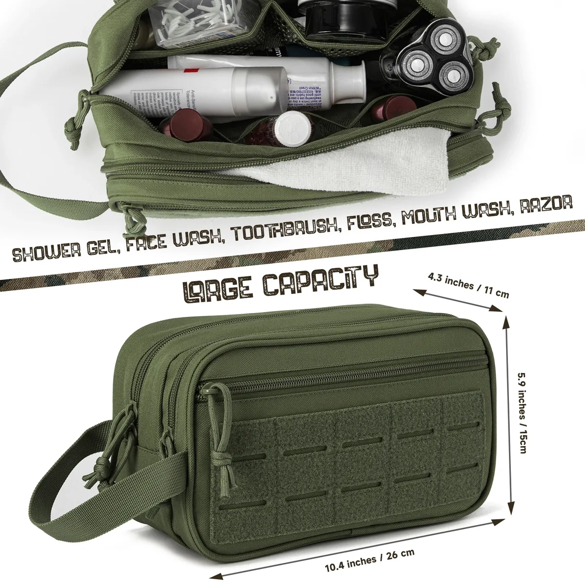 trousse de toilette tactique pour hommes, trousse d'hygiène, pochettes molle, petit kit dopp, kit de rasage pour hommes, douche de voyage, maquillage, sac cosmétique