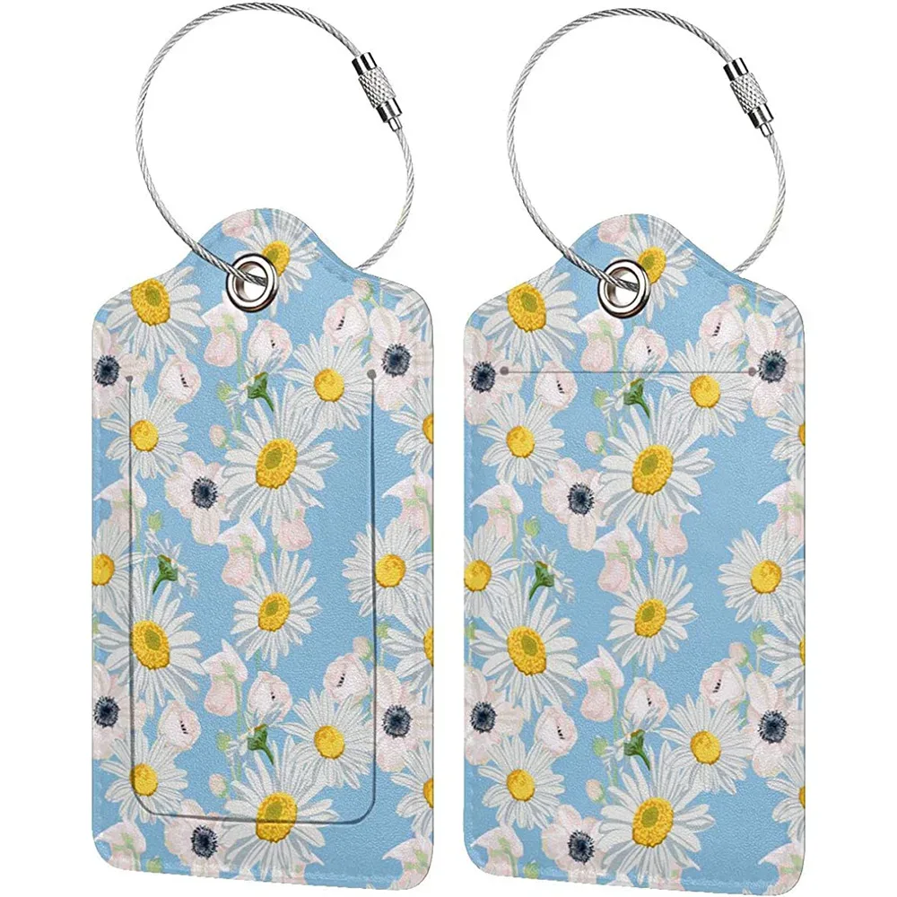 étiquette de bagage en cuir pu pour femmes et hommes, étiquette d'identification de valise, porte-nom et adresse pour bagages, accessoire de voyage