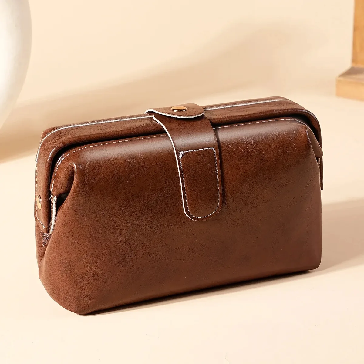 sac de toilette vintage en cuir pu de luxe, grande capacité, pour ranger les pinceaux de maquillage, sac de voyage portable pour femme