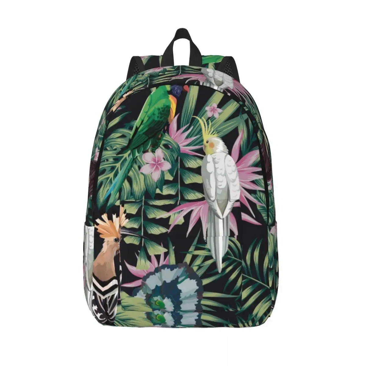 sac à dos léger pour étudiant, perroquet tropical, cerceau, plantes, fleurs, parent-enfant, couple, ordinateur portable