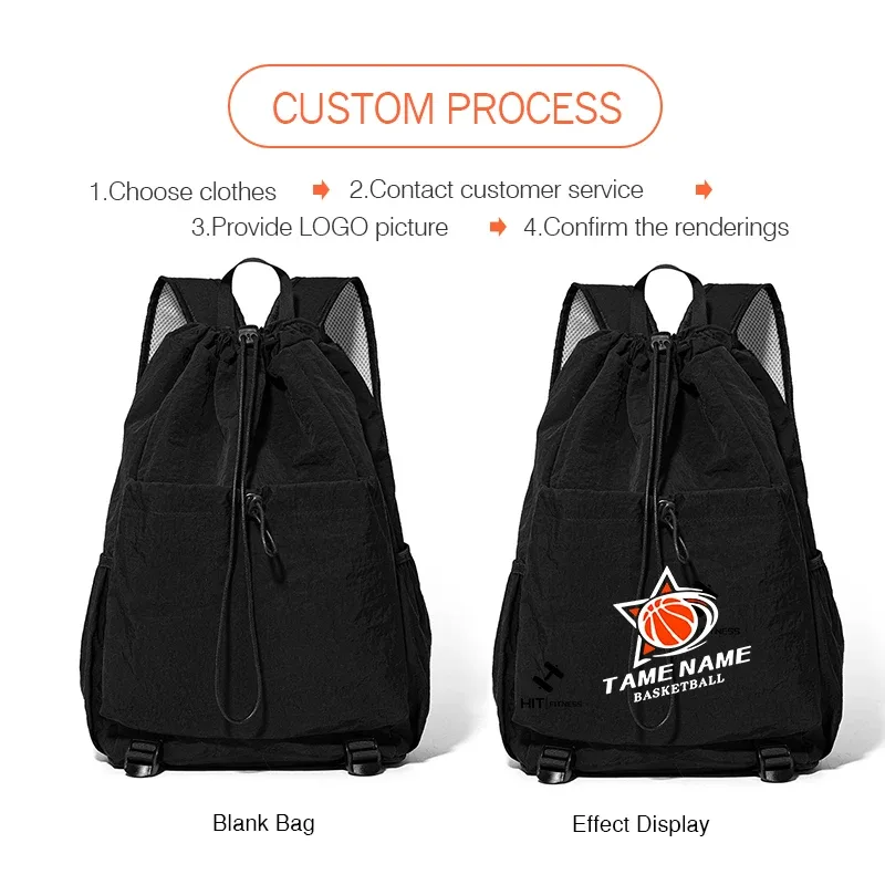 sac à dos de sport extérieur à cordon de serrage avec logo personnalisé, grande capacité, sac de badminton, personnalisation personnalisée, sac à dos en nylon imperméable