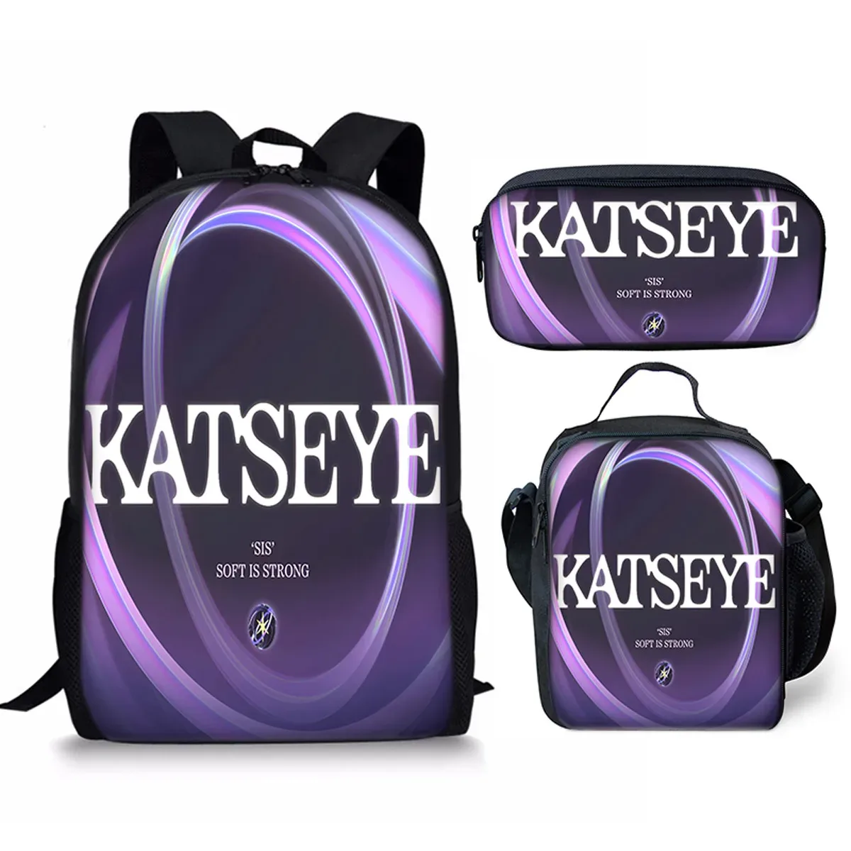 sac à dos d'école kpop katseye 3d imprimé, 3 pièces/ensemble, avec sac à déjeuner et trousse à crayons – nouveauté amusante et populaire de luxe