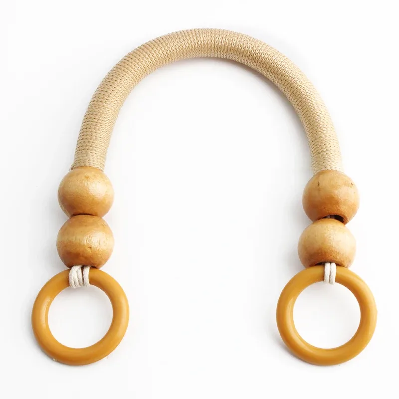 sangle de portefeuille en ulde nylon avec perles en bois, poignée de remplacement, quatre perles en bois, sac à bandoulière en forme de u, poignée de boîte-cadeau, 4 pièces