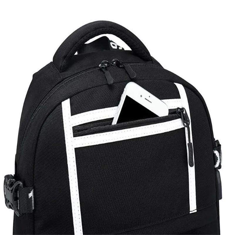 jujutsu kaimmer-sacs à dos college pour hommes et femmes, cartable anime pour adolescents, port de charge usb décontracté, sacs d'extérieur pour ordinateur portable, noir, mochila