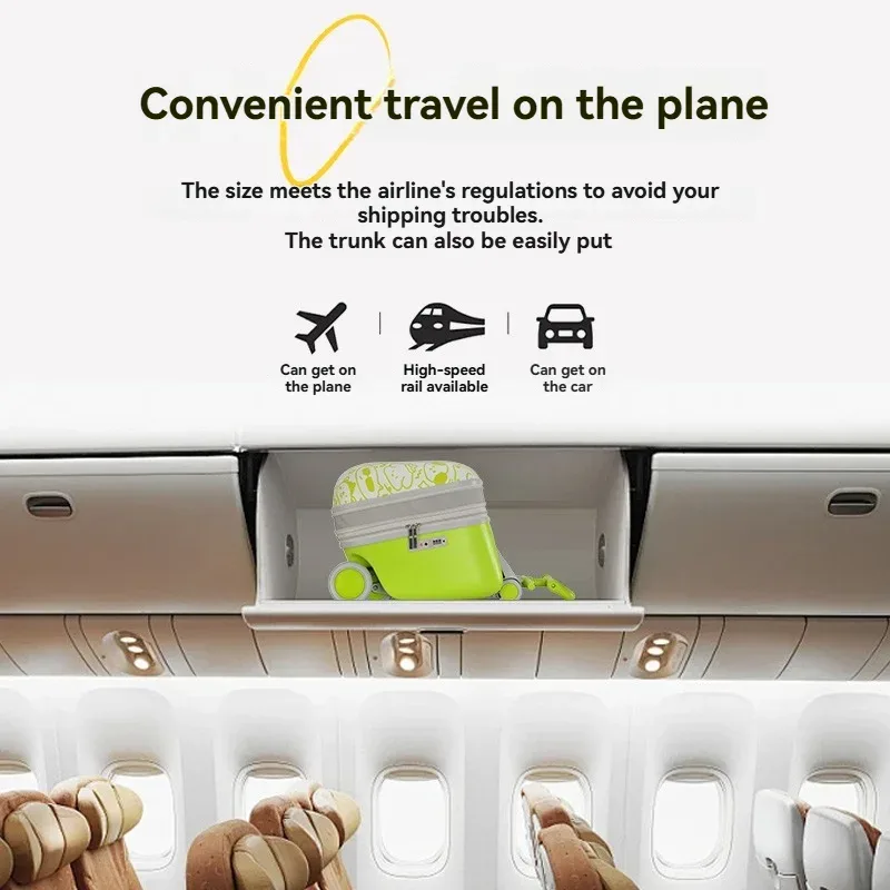 valise abs bébé vert personnages animaux roulettes toupie pliante parebrise amovible usage voyage enfant