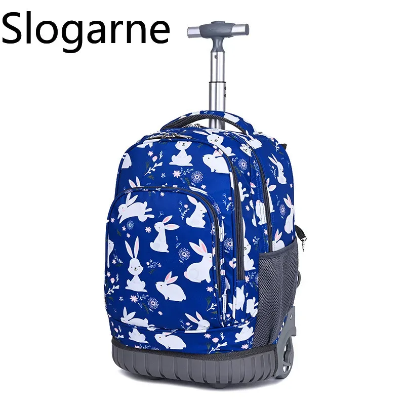 sac dos oxford cloth motifs animaux rose violet bleu format rectangulaire roulettes fixes usage école voyage
