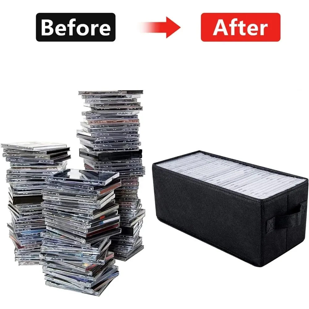 boîte de rangement pliable pour cd et dvd avec couvercle, organiseur de médias, conteneur en tissu non tissé pour jeux vidéo, livres, vêtements, armoires