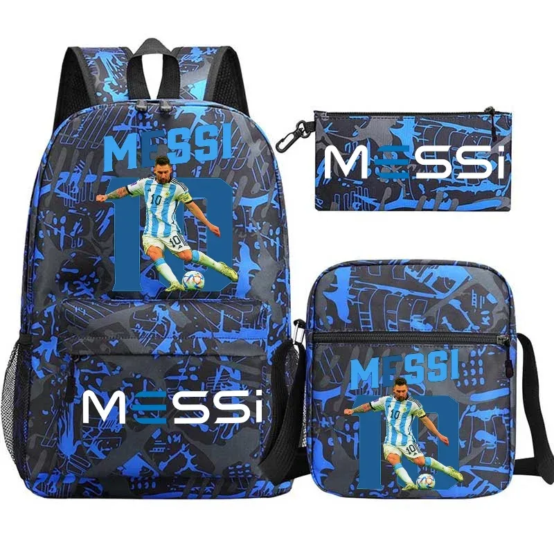 lot de 3 sacs à dos messi en nylon, simples, pour le sport, avec compartiment pour ordinateur portable, sacs à dos décontractés pour l'école, les voyages et les trajets quotidiens