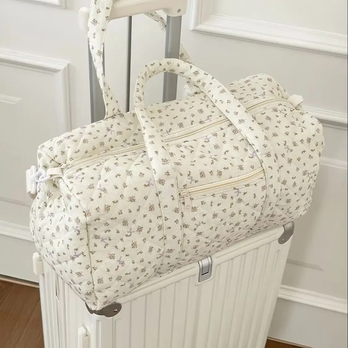 sac de voyage léger grande capacité yt, sac boston à bandoulière, petit sac de voyage matelassé à motifs floraux, style ins
