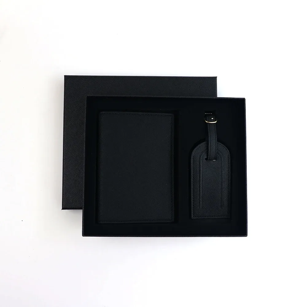 étiquette bagage cuir pu saffiano personnalisée lisa pochette passeport motif élégant voyage unisexe cadeau