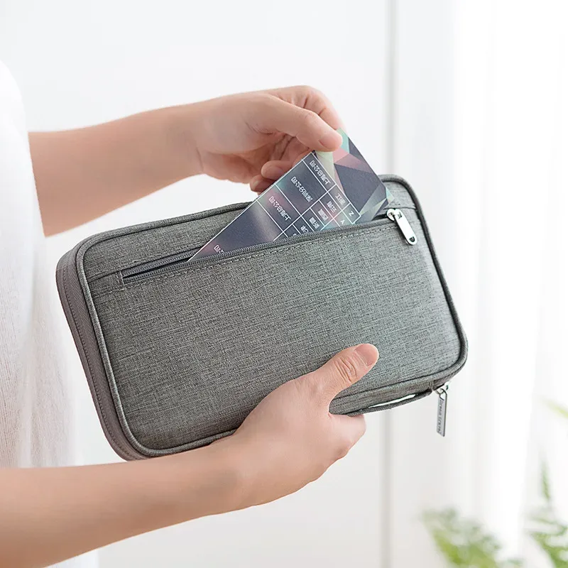 portefeuille de voyage, porte-passeport familial, multi-poches, étui à documents imperméable, organisateur, accessoires de voyage, sac à documents, porte-cartes