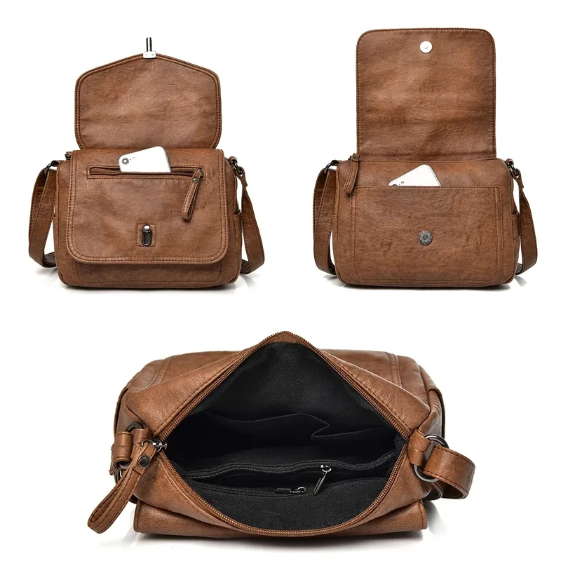 sac à bandoulière vintage 2026 pour femme en cuir souple, petit sac fourre-tout décontracté, sac à main tendance pour dames