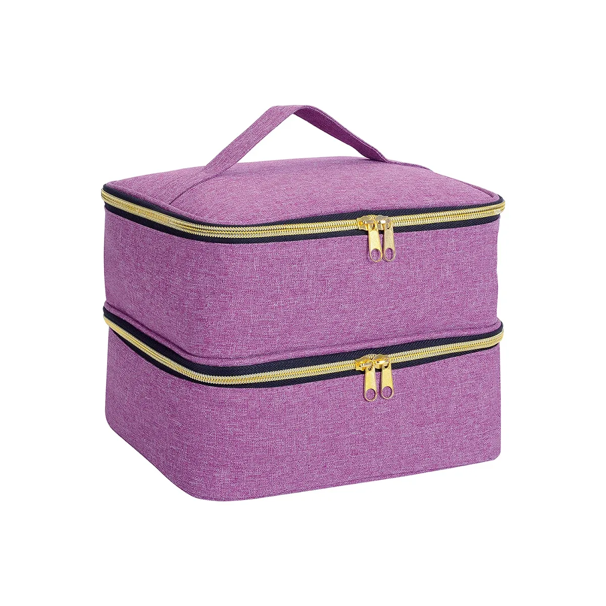 organisateur de vernis à ongles, sac de rangement cosmétique double couche à main pour les passionnés d'ongles, peut contenir des outils à ongles, du vernis à ongles, du gel à ongles, d