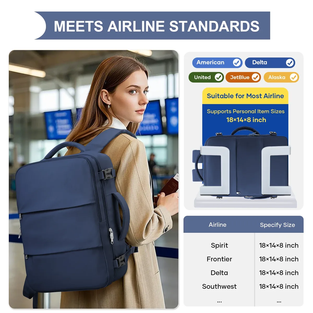 sac à dos de cabine 40x30x20 pour ryanair easyjet, sac de voyage, sac pour ordinateur portable, sac de week-end, sac pour courts séjours