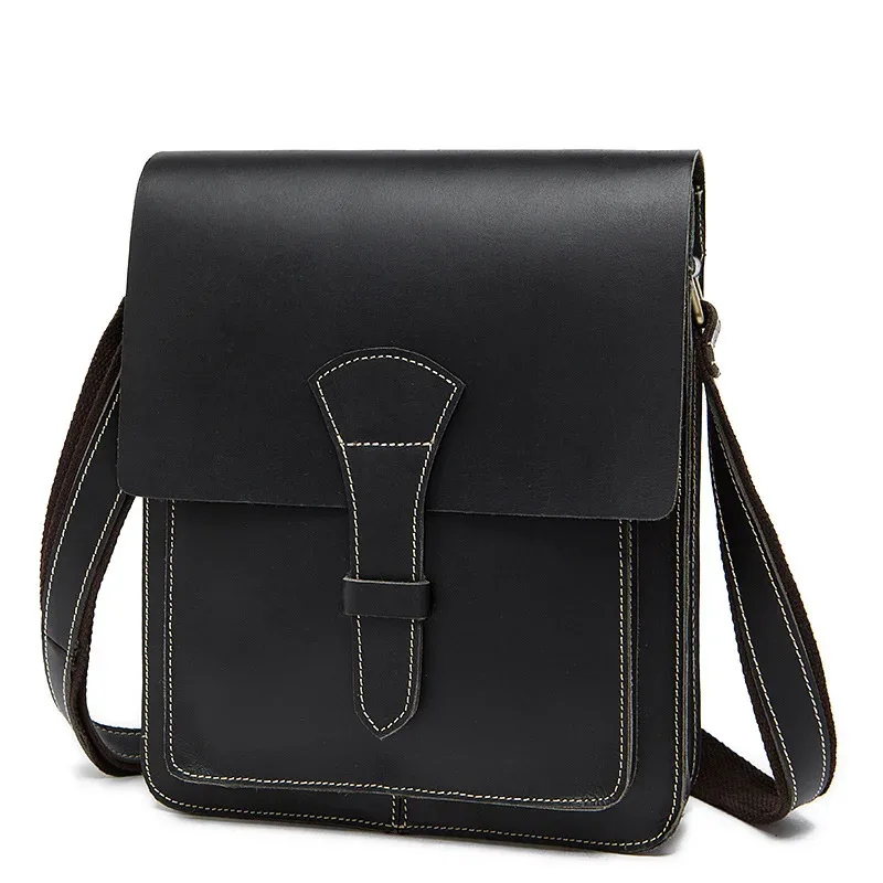 sac à main en cuir véritable pour hommes, fil fou cheval, sacs rétro mode, épaule vintage vache, sacoches, mallette d'affaires