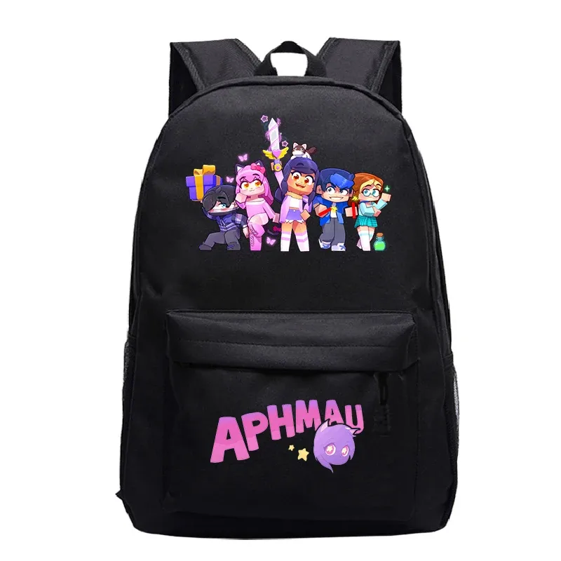 aphmau imprimer sacs à dos mode étudiants sacs d'école adolescent pochette d'ordinateur filles garçons dessin animé bookbag grande capacité voyage sac à dos