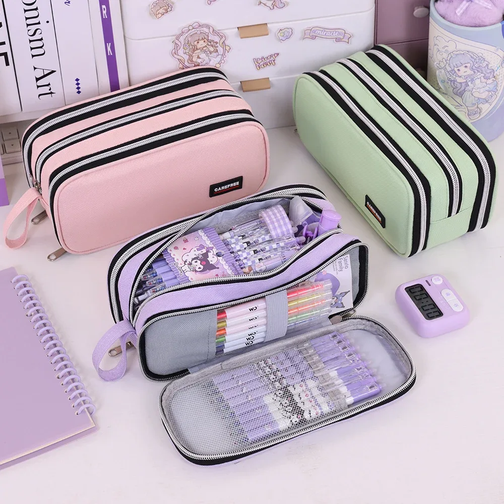 trousse scolaire grande capacité avec porte-stylos, sac à crayons, rangement de papeterie pour étudiants, sac de rangement créatif pour maquillage