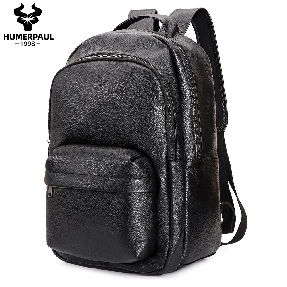 humerpaul-sac à dos en cuir couche supérieure pour hommes, cartable grande capacité pour adolescents, sac à dos pour ordinateur portable, haute qualité