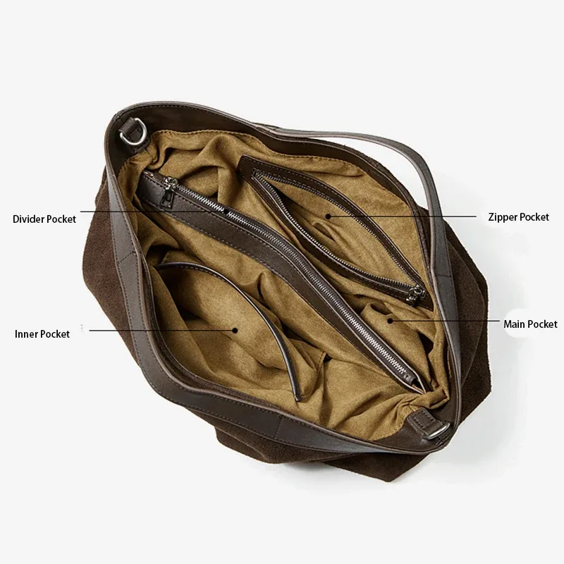 sac fourre-tout grande capacité pour femme 2026 – nouveau sac bandoulière spacieux en cuir suédé vintage – sac à main polyvalent et tendance pour le quotidien – qualité supérieure