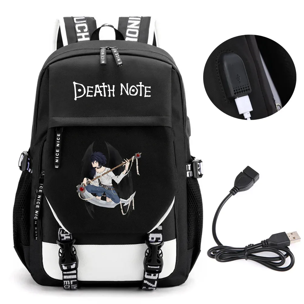 anime death note sac à dos école livre sacs mochila voyage usb port sac ordinateur portable garçon filles cadeau
