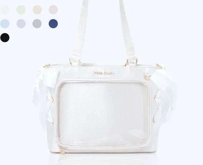 sac à main lolita de grande capacité pour filles, sac à bandoulière carré, solide, ruban de satin, original, style japonais, initié itabag