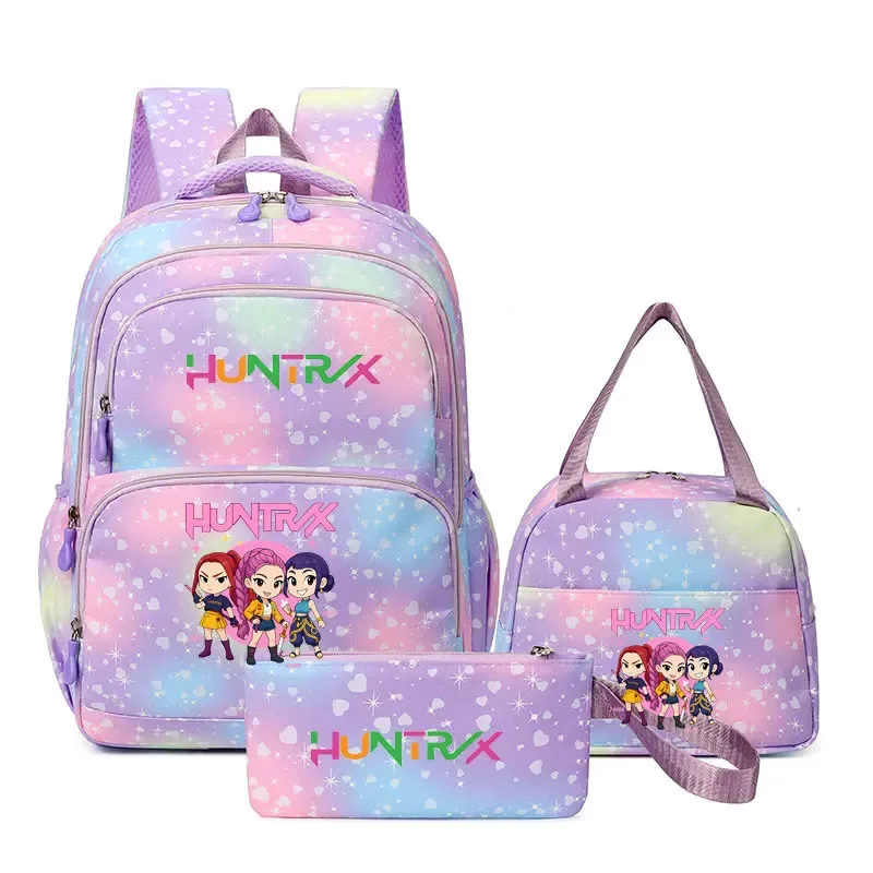 kpop demon hunters – sac à dos pour ordinateur portable pour filles, 3 pièces, sac à dos huntr/x pour adolescents, garçons et femmes, mochila de voyage pour usage quotidien