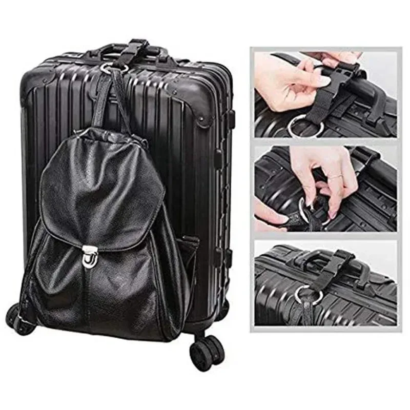 valise suspendue en nylon noir portable pour voyage de vacances, sac suspendu avec sangle à boucle de randonnée en alliage de zinc avec sangle à crochet externe