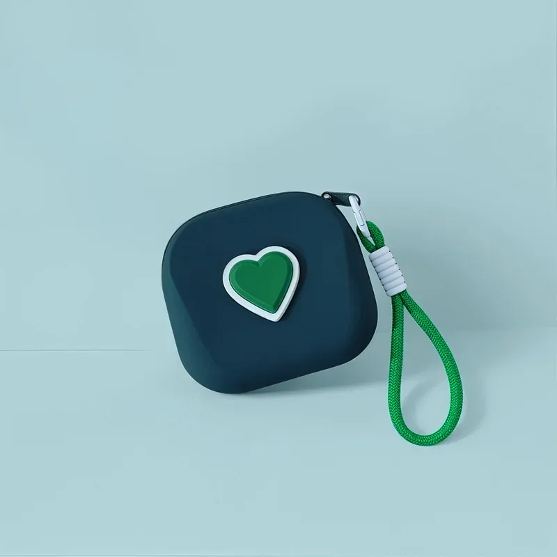 1 pièce pochette de rangement en silicone en forme de cœur, porte-monnaie, portefeuille, avec cordon tressé, organisateur portable pour câbles de données, écouteurs et clés