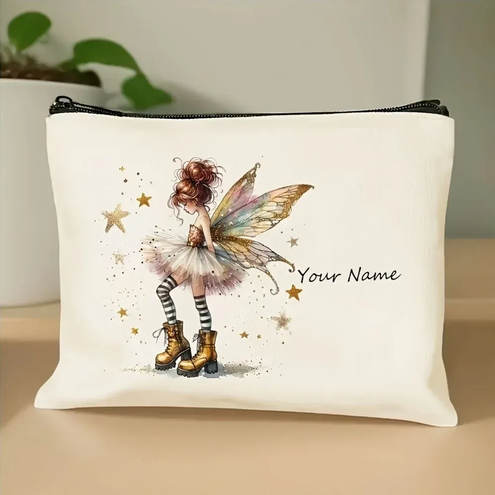 pochette à maquillage vintage personnalisée avec motif de fille mignonne, trousse de toilette, trousse à crayons, sac cosmétique pour cadeau de vacances