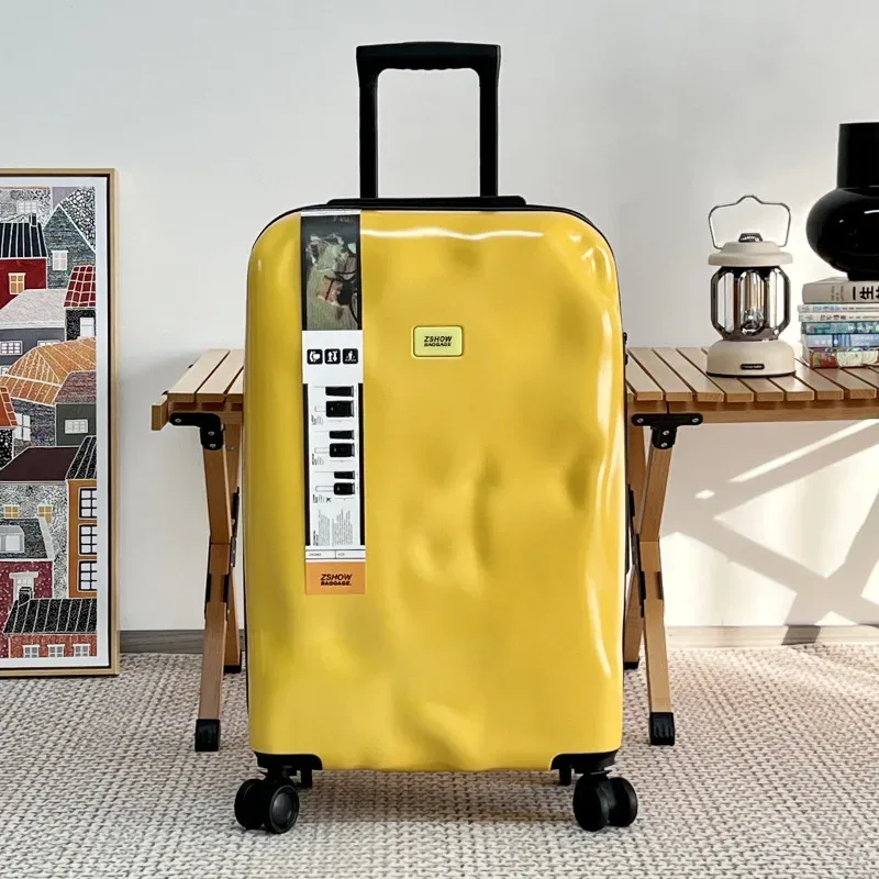 valise à roulettes concave-convexe, bagage cabine 20 pouces, valise de voyage, valise à code pour étudiants, bagage de forme irrégulière 28 pouces