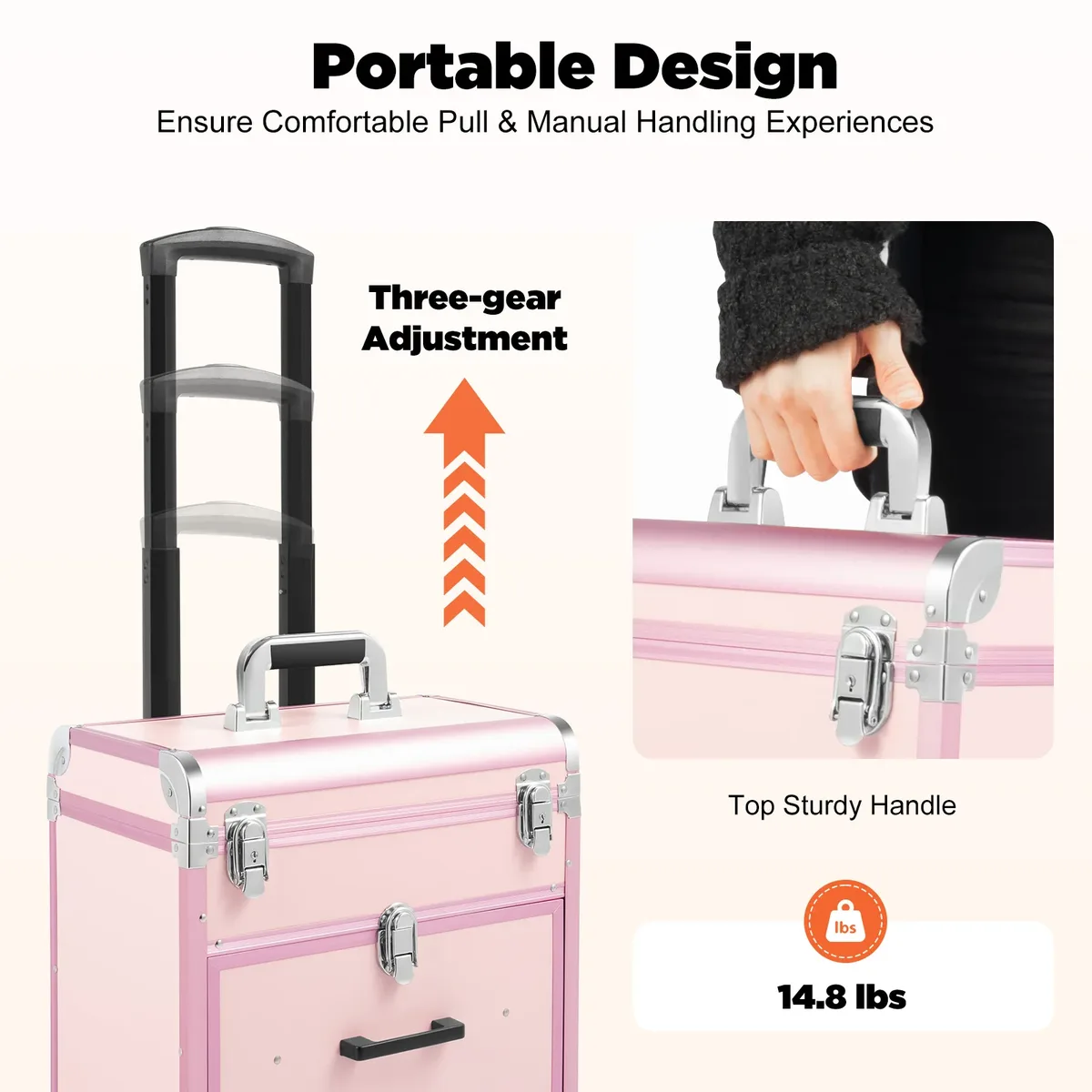 valise de maquillage à roulettes grande capacité, verrouillable, étanche, pour maquilleurs professionnels