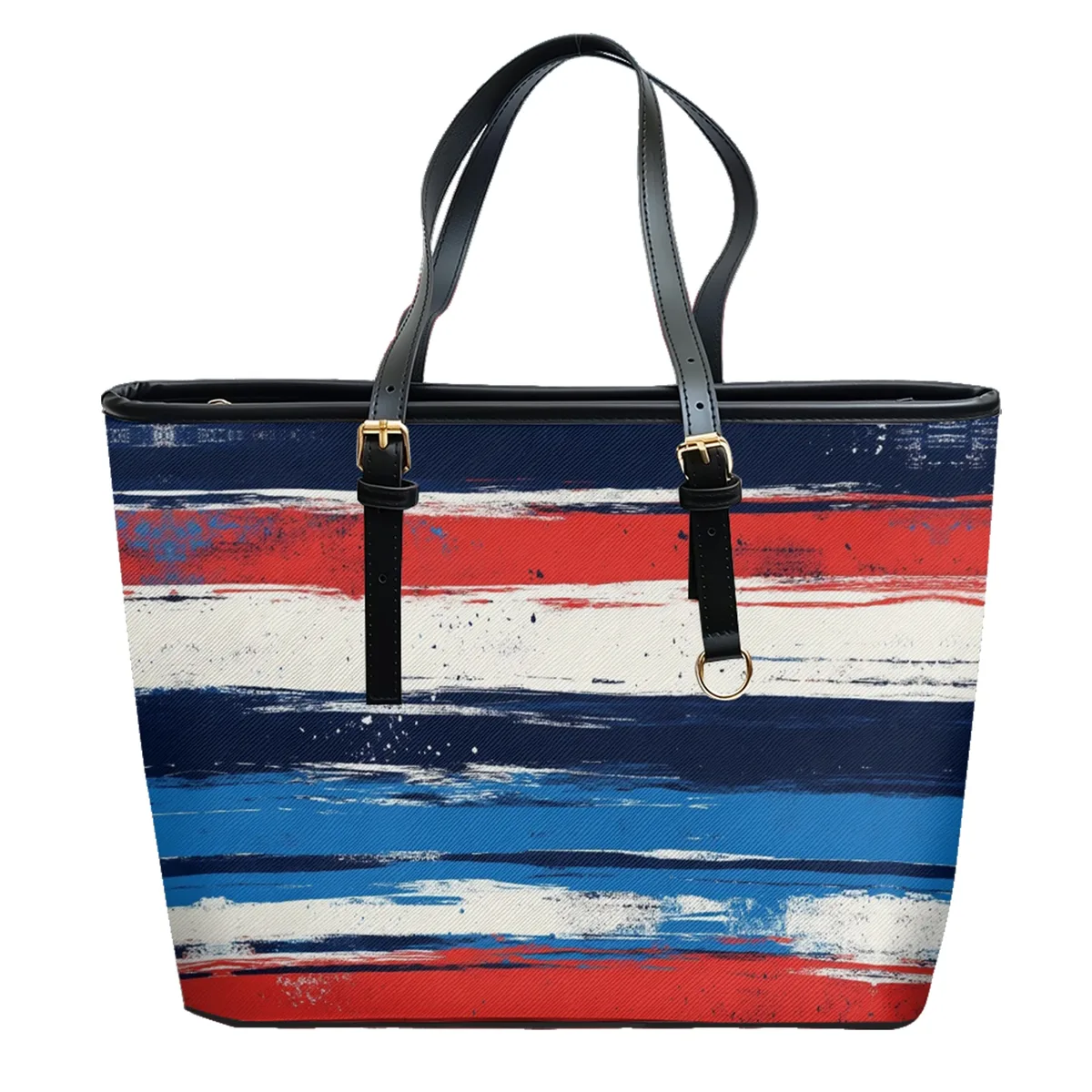 sac à bandoulière en cuir pvc oxford imprimé à rayures aquarelle, fourre-tout léger à fermeture éclair, usage quotidien, sac à main convertible pour le travail et le week-end