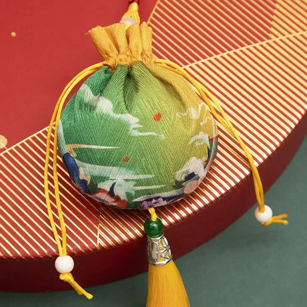 pochette multicolore en tissu avec cordon de serrage, étui pour colliers, sac de rangement de style chinois à fleurs, pochette pour bijoux pour femmes, sachet vide