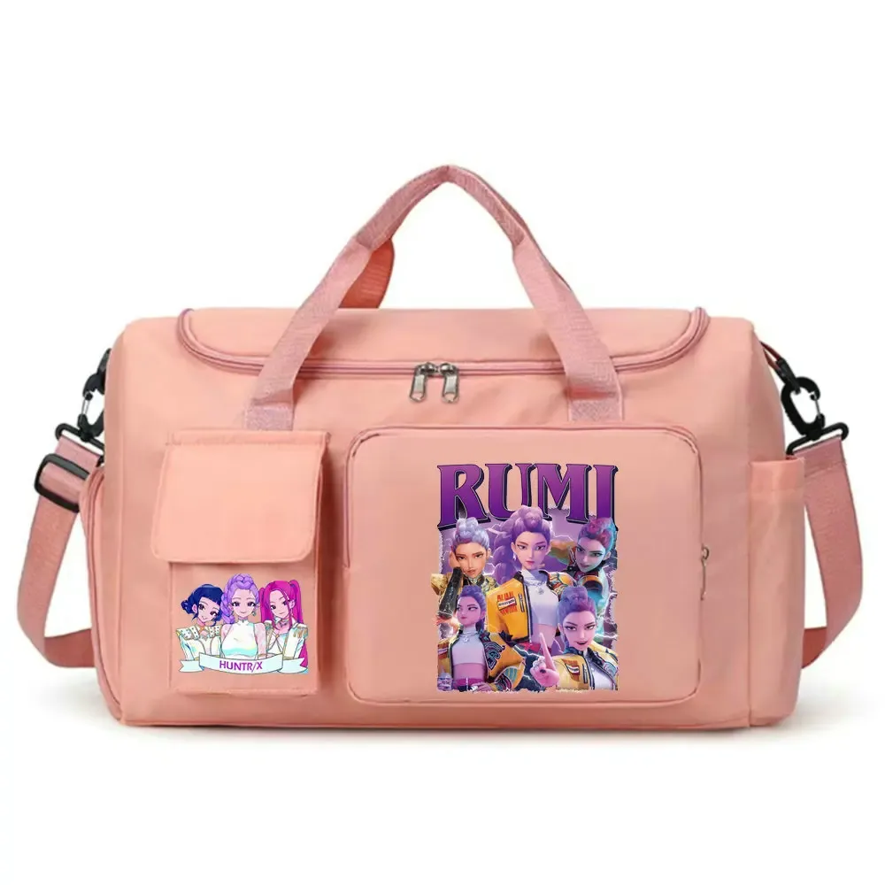 kpop demon hunters – bagage à main de grande capacité pour filles et garçons, sac de sport et de fitness avec séparation sec-humide, sac de voyage pour courtes distances
