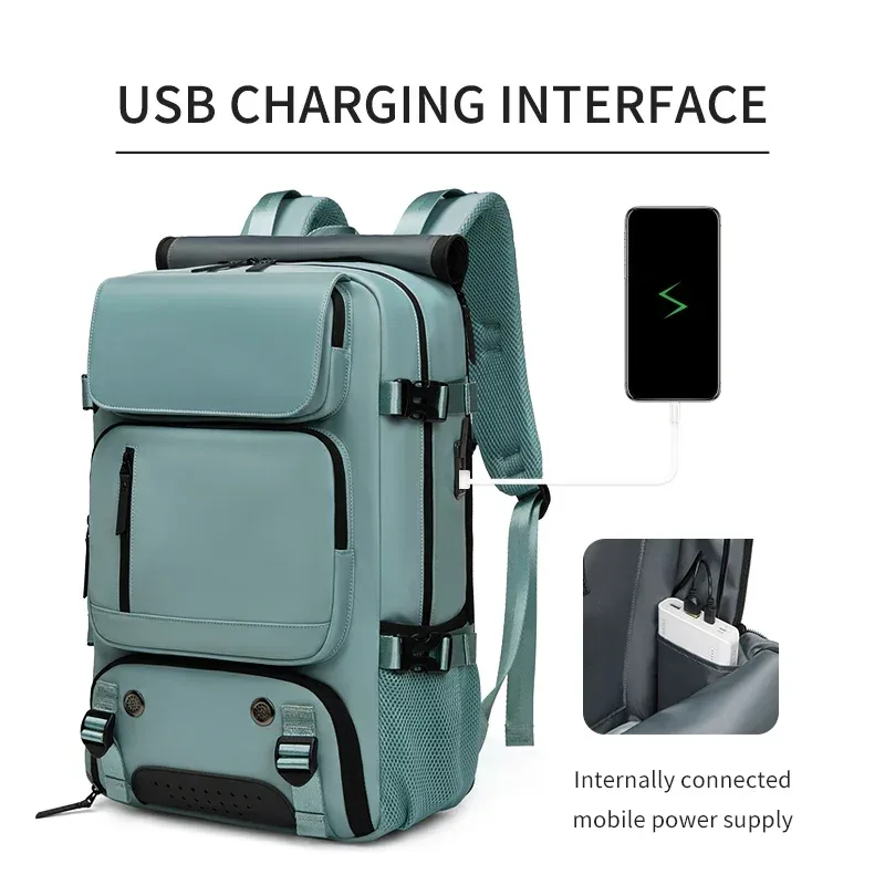 sac à dos de voyage pour femme, sac à dos imperméable pour ordinateur portable de 16 pouces avec sac à chaussures, port de chargement usb caché, sac à dos pour randonnée et camping