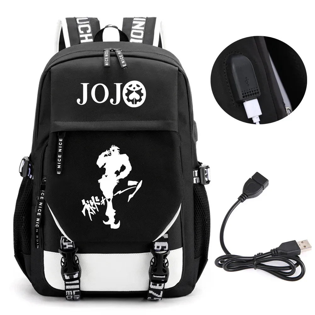 anime jojo bizarre adventure kira sac à dos école livre sacs mochila voyage usb port sac ordinateur portable garçon filles sac à dos