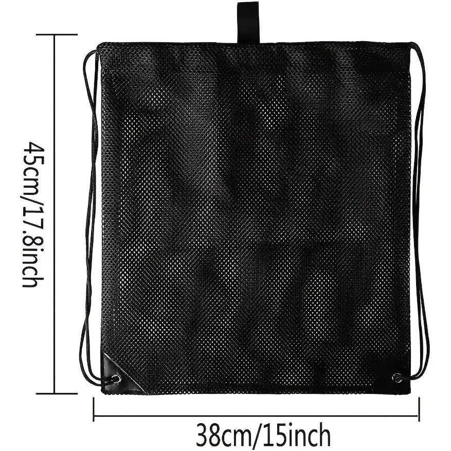 pochette en filet noir avec cordon de serrage, sac à dos de sport respirant en filet de grande capacité, sac de rangement pour ballons de basket et de football, sac de toilette pour la gym et la natation, sac de courses en filet pour fruits et légumes, sac de rangement multifonctionnel portable