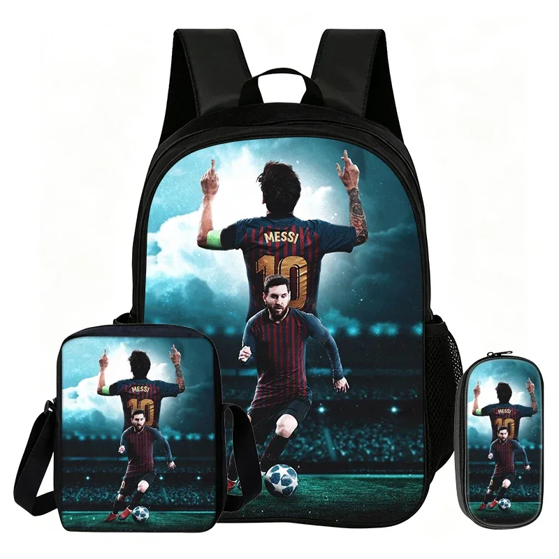 sac dos nylon motif messi noir bleu blanc format 20 35 litres bandoulière arquée fermeture éclair informatique unisexe usage voyage école sport