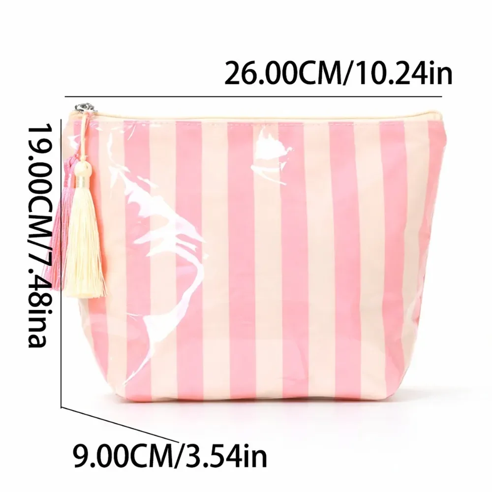 trousse de toilette rayée brillante grande capacité, sac de rangement cosmétique portable, pochette de voyage pour articles de toilette, sacs de voyage extérieurs
