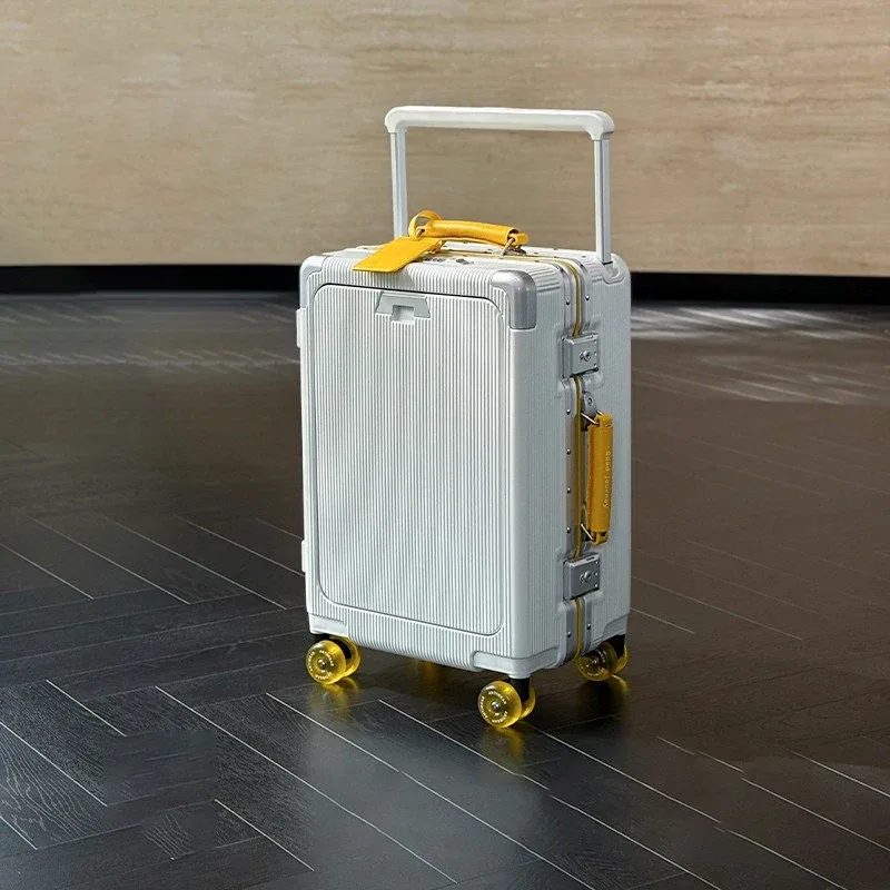 valise de voyage 20/24/26 pouces avec cadre en aluminium, trolley large, bagage cabine avec porte-gobelet, valise à roulettes pour l'embarquement