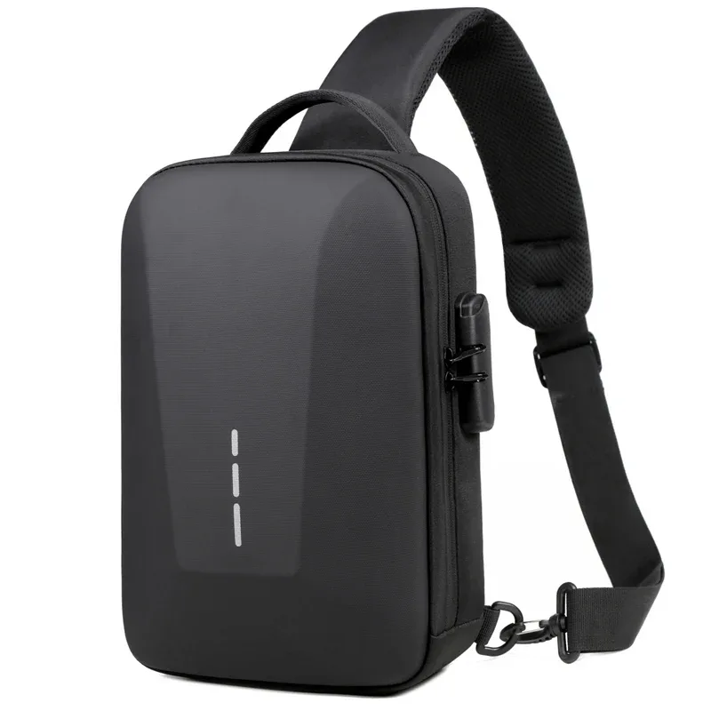 sacs de poitrine antivol à serrure à combinaison avec port de chargement usb, sac à bandoulière de mode pour hommes d'affaires, sac à bandoulière de rangement de voyage