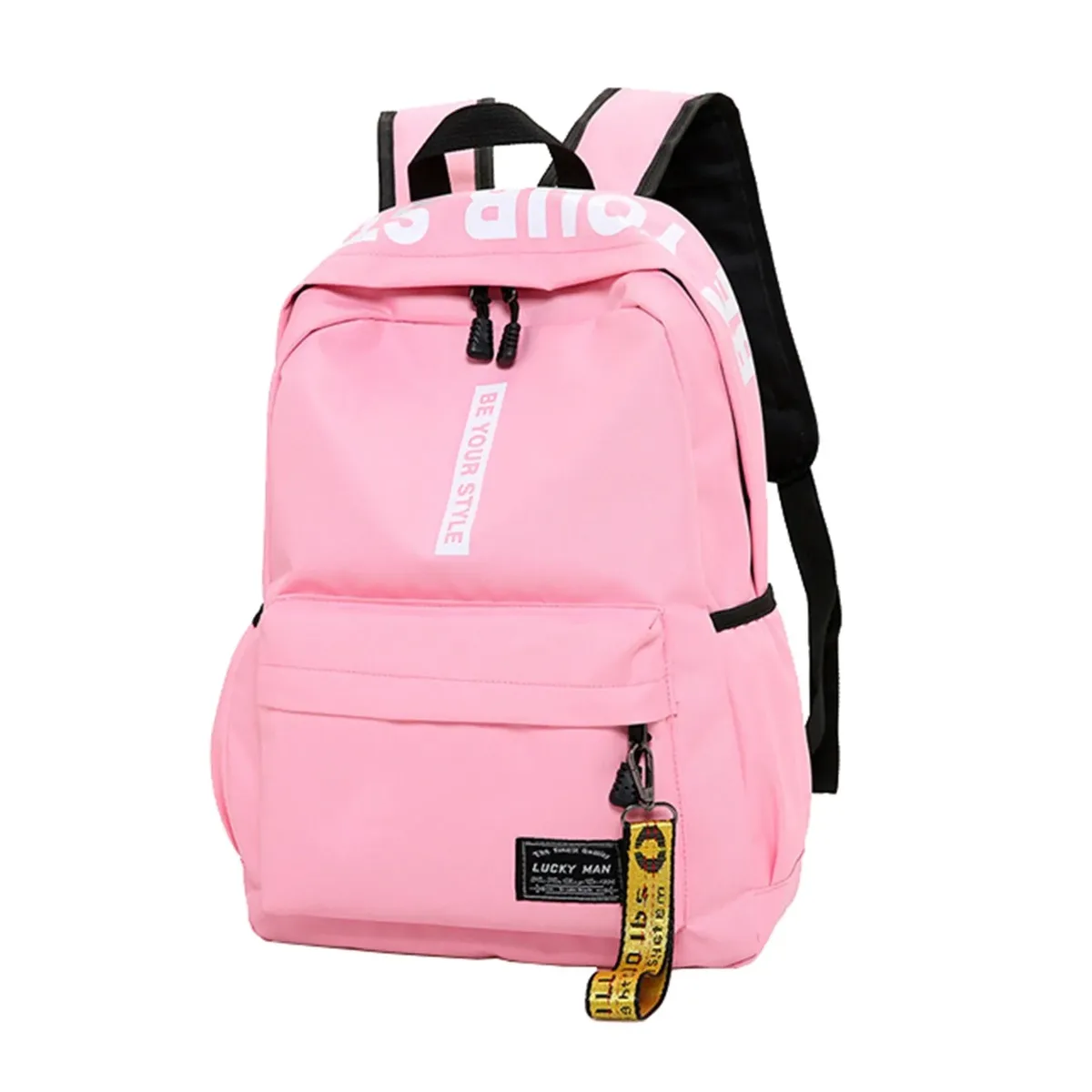 sac à dos d'étudiant léger à la mode, logo personnalisable, sac à double épaule décontracté, sangle d'épaule en arc, doublure en polyester oxford