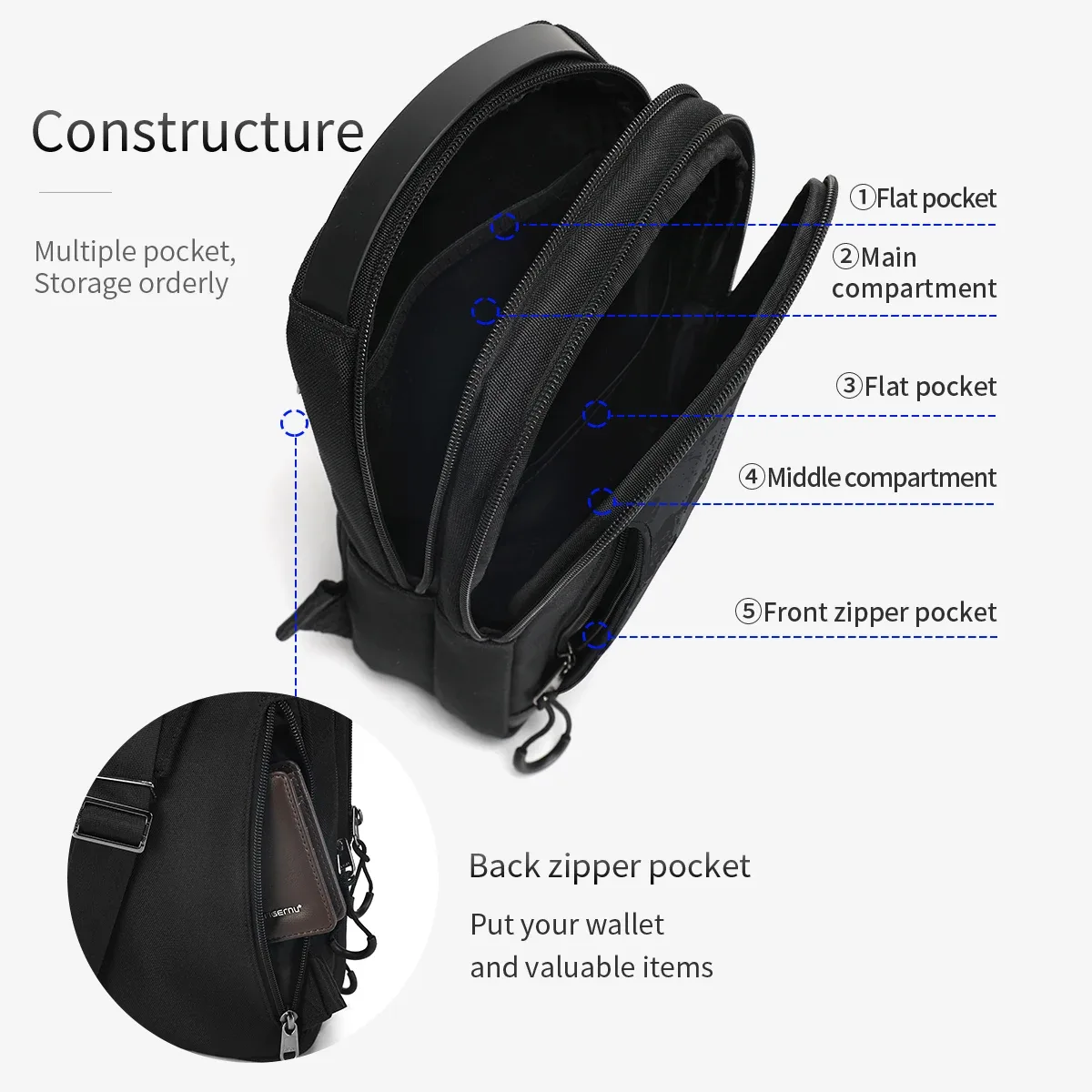 tigernu sac de poitrine pour hommes style cool hommes sac à bandoulière 9.7 pouces ipad sac décontracté mâle sac à bandoulière léger mini sacs