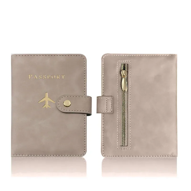 porte-passeport en cuir pu imprimé avion pour hommes et femmes avec poche zippée et emplacement pour carte sim, portefeuille pour documents de voyage
