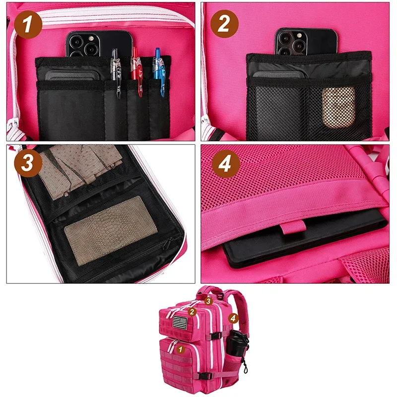 lhi 25l sac à dos tactique pour femmes fitness athlète sac de sport petit sac à dos de voyage pour sports de plein air avec porte-bouteille